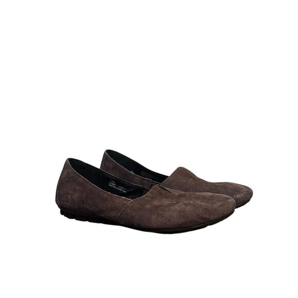 Born Shoes - Born Women's Gray Suede Driving Moc Loafers Round Toe Slip On Flats Size 7.5